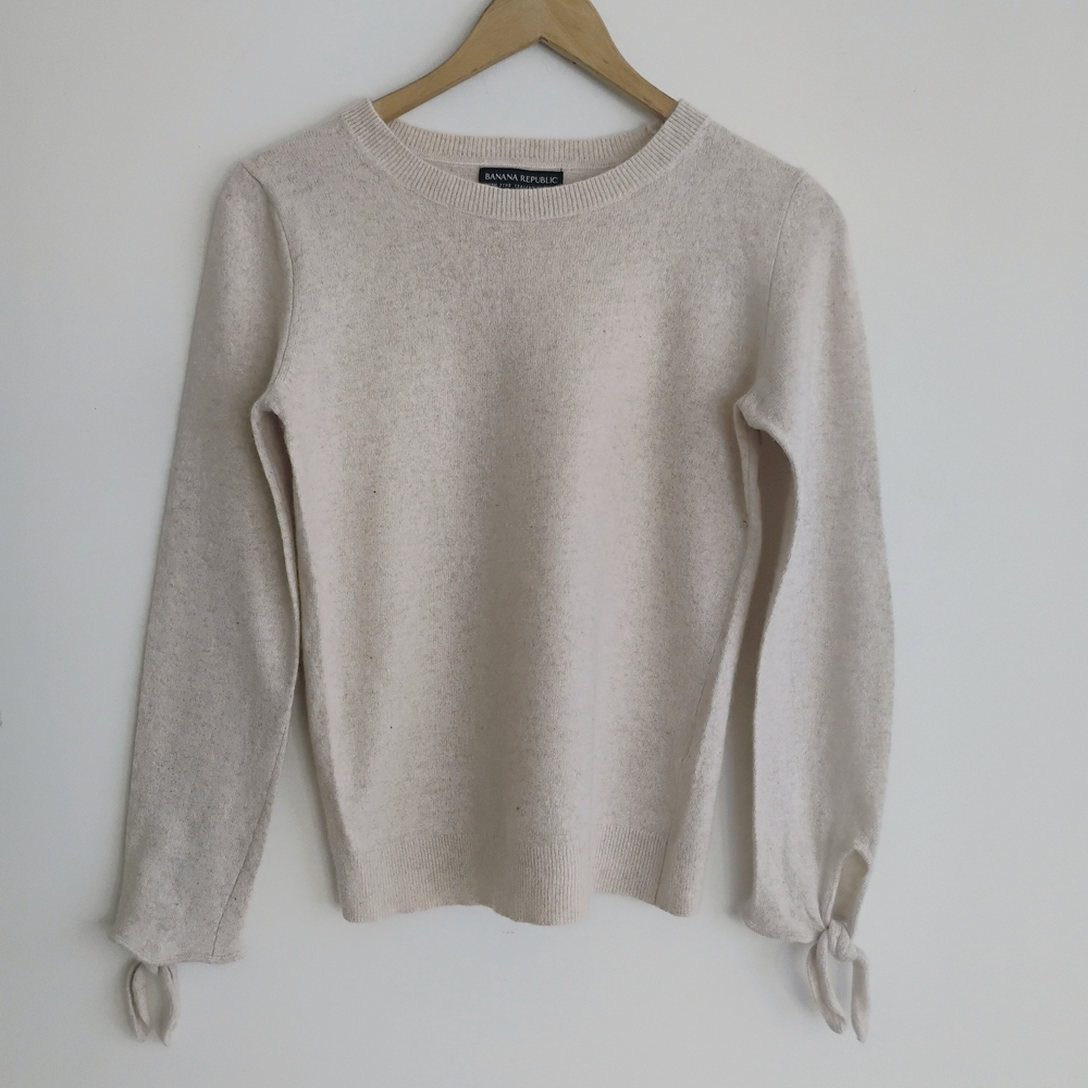 Banana Republic Filpucci Luxury Fine Italian Yarn Cashmere Sweater Cream Preppy